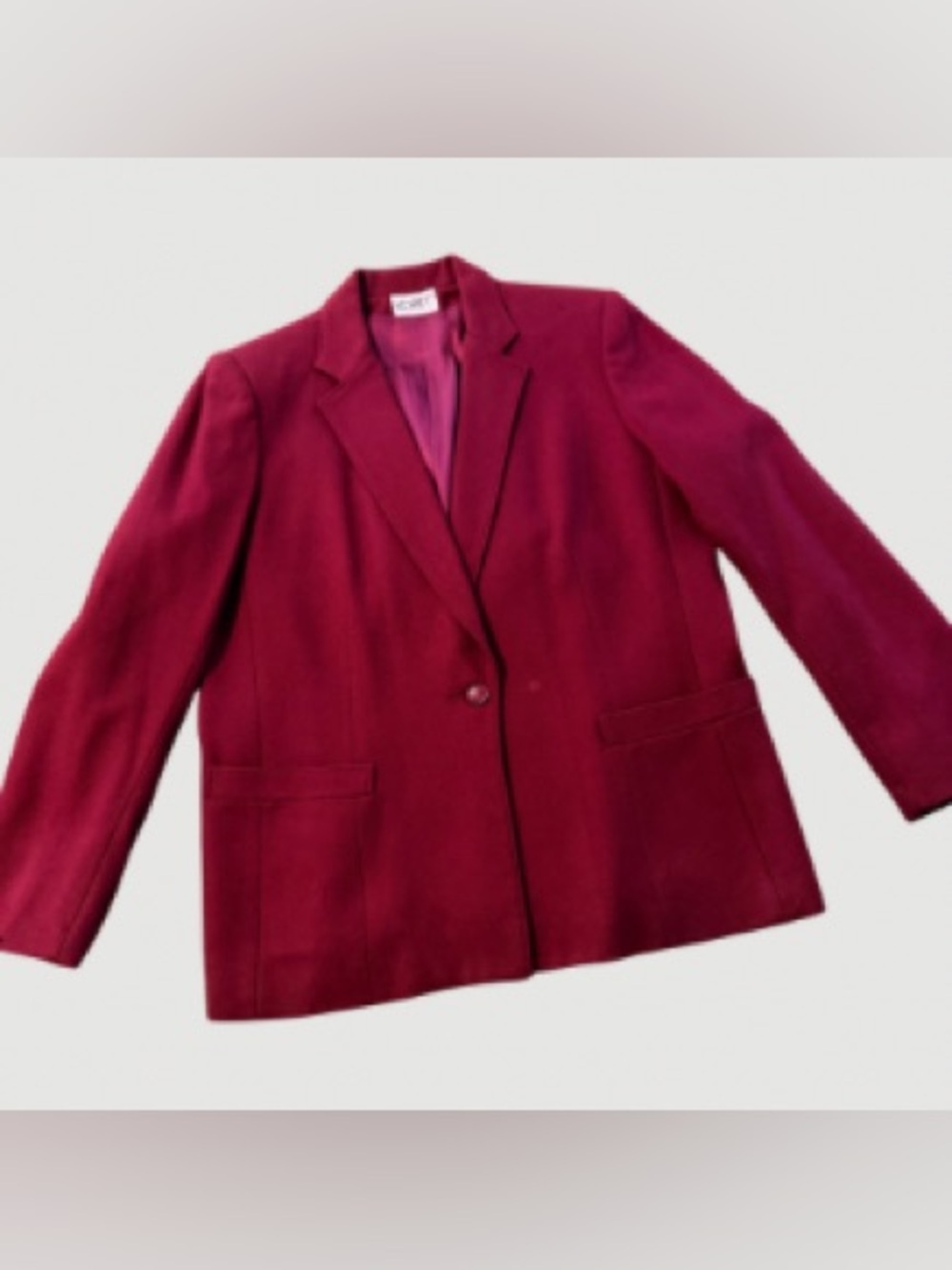 Vintage Koret 100% Wool Blazer, Burgundy, Size 14 (Fits Modern 10/12) - Picture 2 of 11
